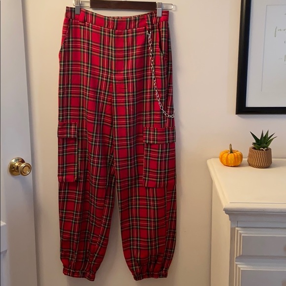 plaid cargo joggers